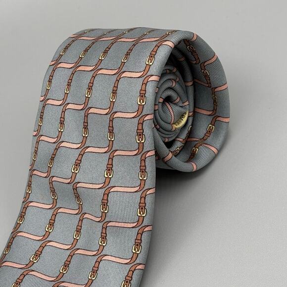 Hermes Paris Vintage 100% Silk Twisted Belt Luxury Designer Men's Tie - Picture 5 of 14